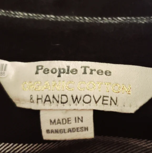 Black & White Stripe Autumn Tie-Waist Shirt Dress - Women by People  Tree NWOT - Picture 4 of 6